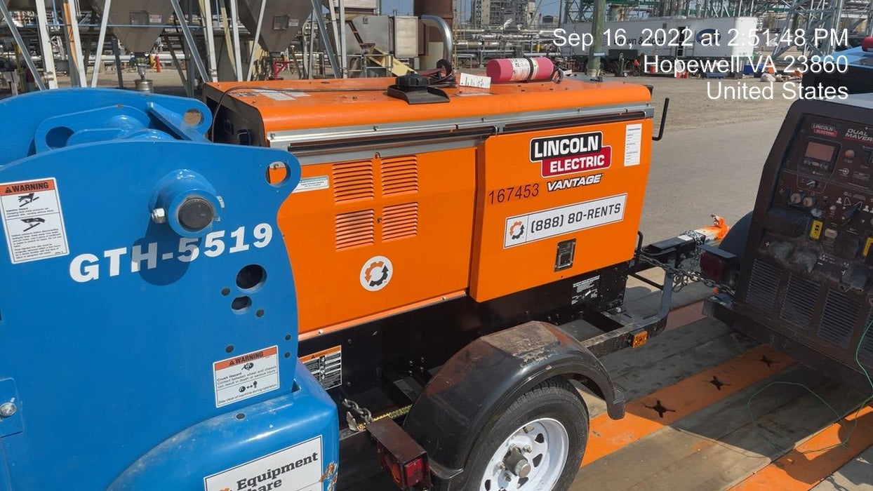 2021 Lincoln Electric Vantage 322 Vantage 322 Ready Pak 3 w/ Decals, ORANGE (includes trailer, cable rack, fender light kit) NO Telematics