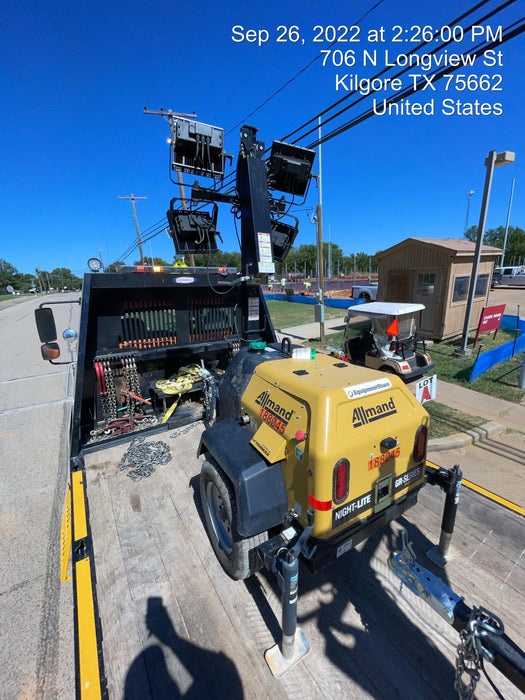 Allmand NLV3GR (4) LED Light Fixture 350W, 23' Vertical Mast, 3kW Prime, Towable, Deep Sea L401, Leveling Jacks, Yanmar T4F 5.8hp