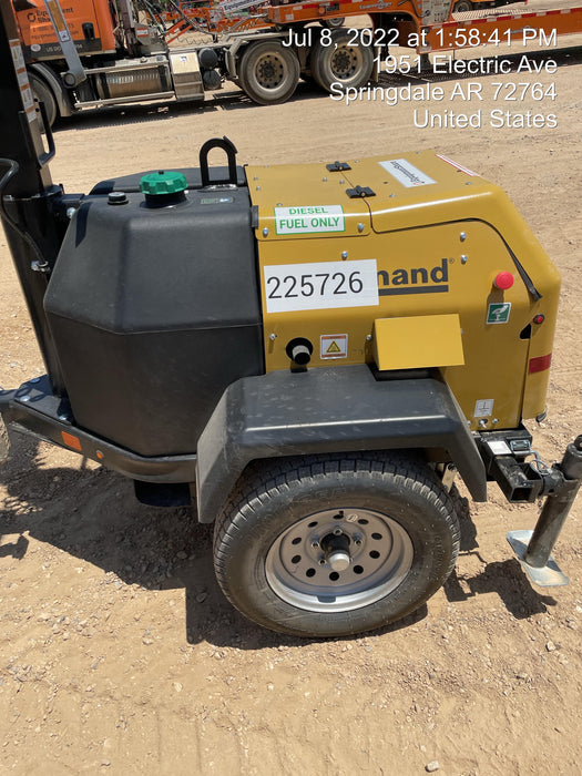 2022 Allmand NLV3GR (4) LED Light Fixture 350W, 23' Vertical Mast, 3kW Prime, Towable, Deep Sea L401, Leveling Jacks, Yanmar T4F 5.8hp