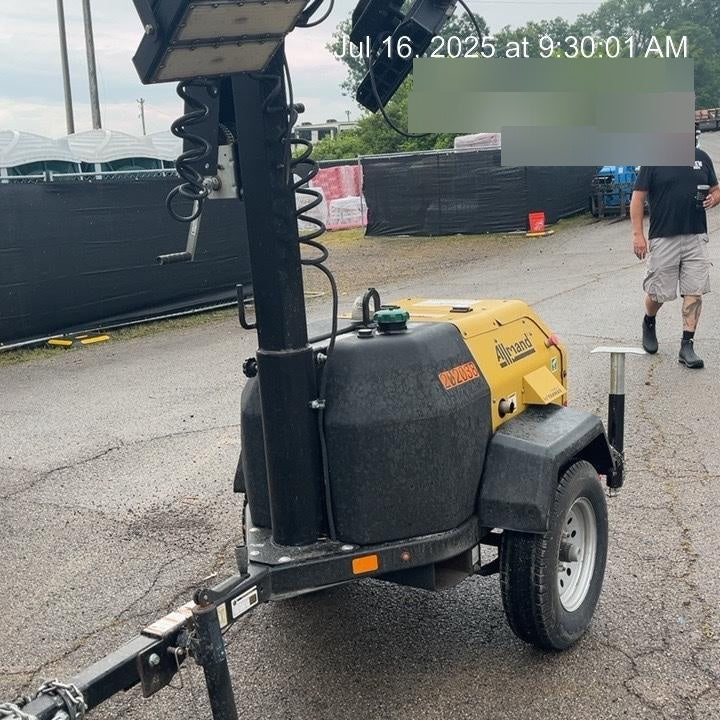 2022 Allmand NLV3GR (4) LED Light Fixture 350W, 23' Vertical Mast, 3kW Prime, Towable, Deep Sea L401, Leveling Jacks, Yanmar T4F 5.8hp