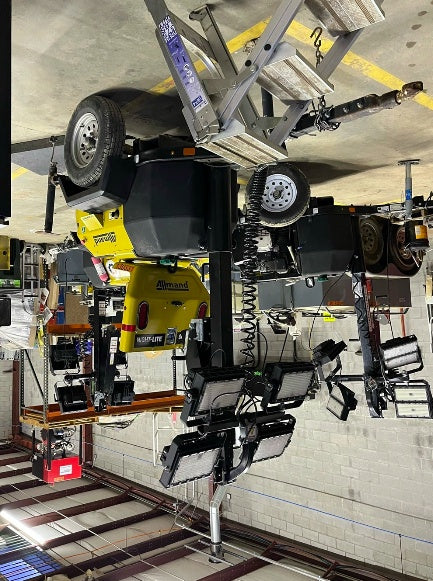 2021 Allmand NLV3GR (4) LED Light Fixture 350W, 23' Vertical Mast, 3kW Prime, Towable, Deep Sea L401, Leveling Jacks, Yanmar T4F 5.8hp