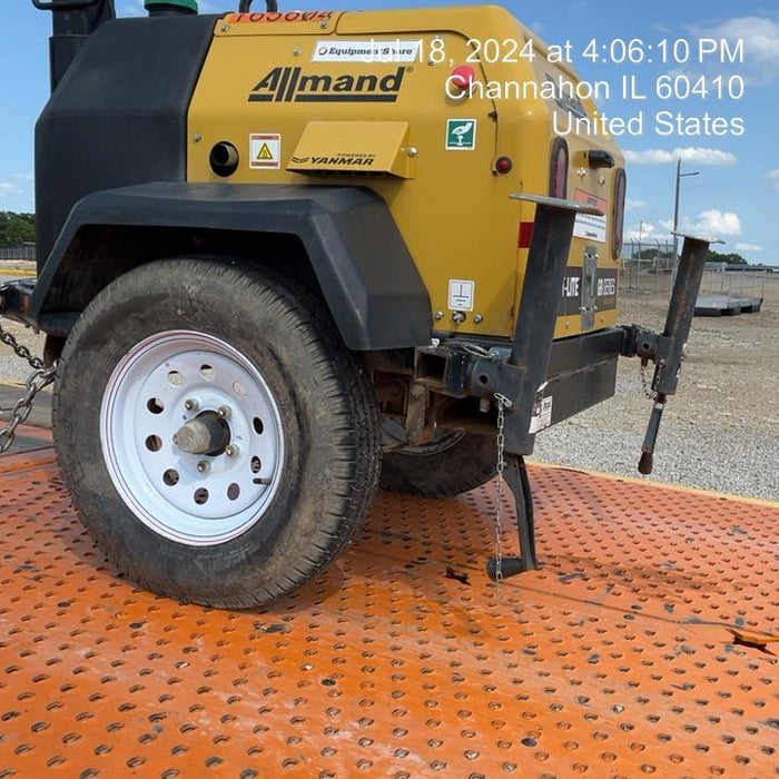 2021 Allmand NLV3GR (4) LED Light Fixture 350W, 23' Vertical Mast, 3kW Prime, Towable, Deep Sea L401, Leveling Jacks, Yanmar T4F 5.8hp