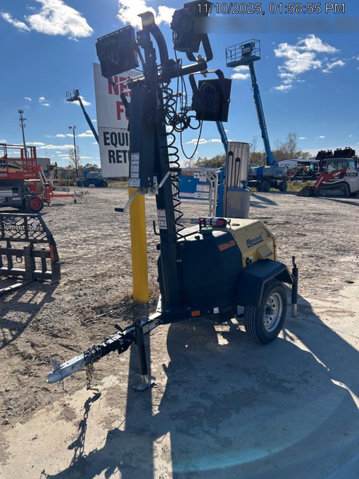 2020 Allmand NLV3GR (4) LED Light Fixture 350W, 23' Vertical Mast, 3kW Prime, Towable, Deep Sea L401, Leveling Jacks, Yanmar T4F 5.8hp