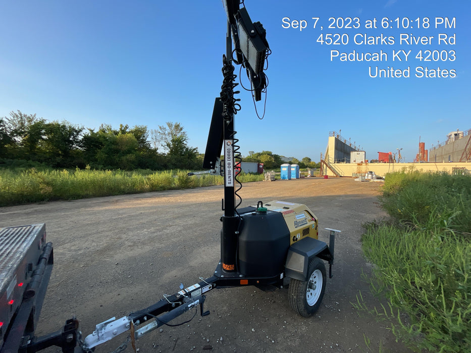 2021 Allmand NLV3GR (4) LED Light Fixture 350W, 23' Vertical Mast, 3kW Prime, Towable, Deep Sea L401, Leveling Jacks, Yanmar T4F 5.8hp