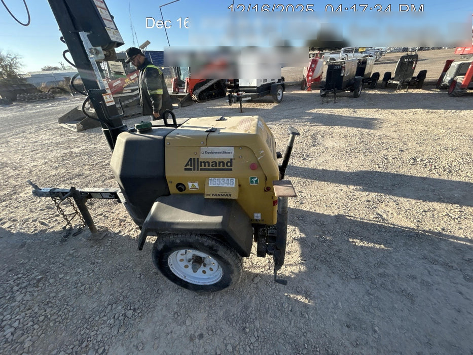 2021 Allmand NLV3GR (4) LED Light Fixture 350W, 23' Vertical Mast, 3kW Prime, Towable, Deep Sea L401, Leveling Jacks, Yanmar T4F 5.8hp