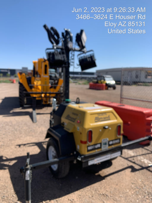 2021 Allmand NLV3GR (4) LED Light Fixture 350W, 23' Vertical Mast, 3kW Prime, Towable, Deep Sea L401, Leveling Jacks, Yanmar T4F 5.8hp