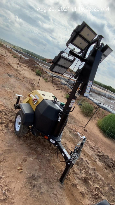 2021 Allmand NLV3GR (4) LED Light Fixture 350W, 23' Vertical Mast, 3kW Prime, Towable, Deep Sea L401, Leveling Jacks, Yanmar T4F 5.8hp