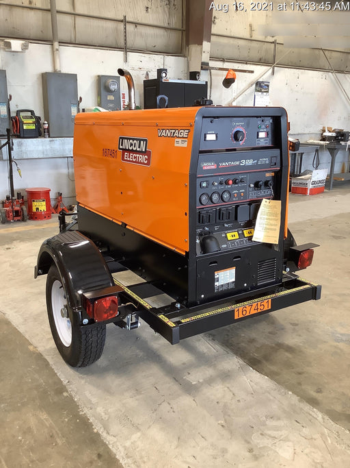 2021 Lincoln Electric Vantage 322 Vantage 322 Ready Pak 3 w/ Decals, ORANGE (includes trailer, cable rack, fender light kit) NO Telematics