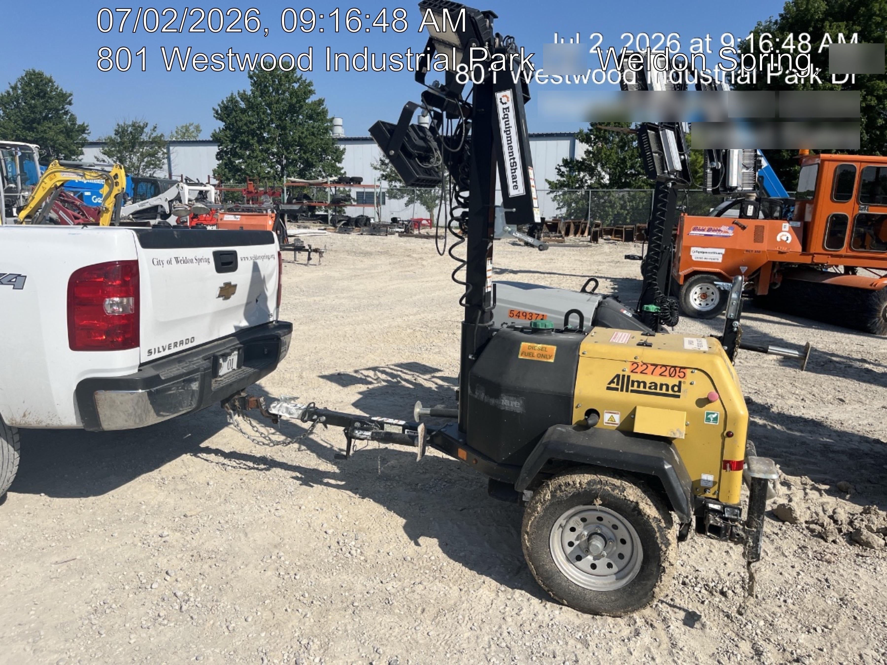 2022 Allmand NLV3GR (4) LED Light Fixture 350W, 23' Vertical Mast, 3kW Prime, Towable, Deep Sea L401, Leveling Jacks, Yanmar T4F 5.8hp
