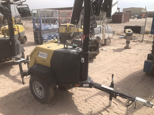 Allmand NLV3GR (4) LED Light Fixture 350W, 23' Vertical Mast, 3kW Prime, Towable, Deep Sea L401, Leveling Jacks, Yanmar T4F 5.8hp