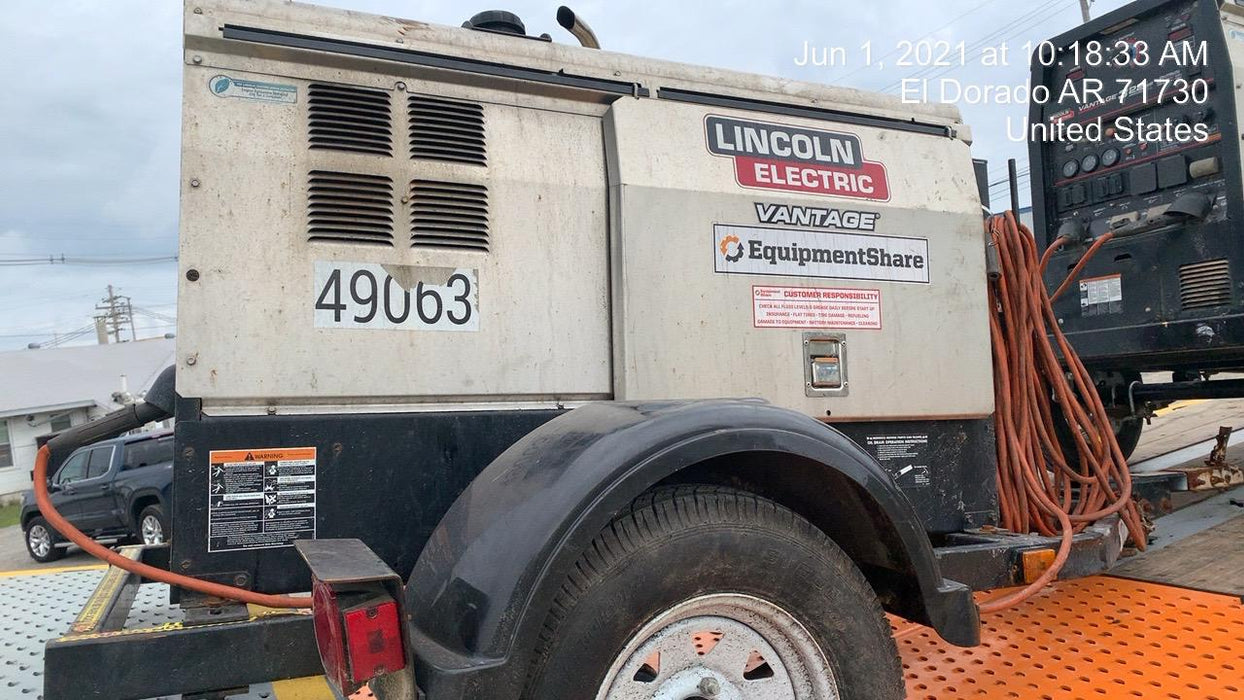 2019 Lincoln Electric Vantage 322 Ready-Pak 3, Two Wheel Trailer, Fender and Light Kit, Cable Rack