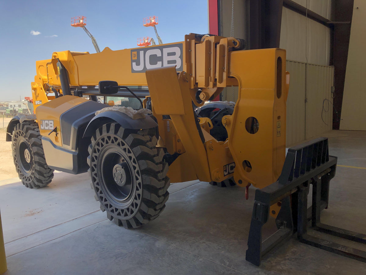 2019 JCB 510-56 JCB 510-56 74 HP w/Open ROPS, Beacon, Aux Hydraulics, Worklights, Solid Tires 60" Carriage/Forks