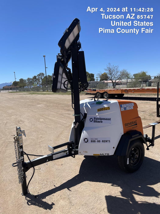2024 Generac MLT2 Diesel, Flex Switch 120V Input, Powerzone Controller, 
(4) 320W LED Lights, 4kW Generator, 39.9 Gal Fuel Tank, 2" Ball, T3