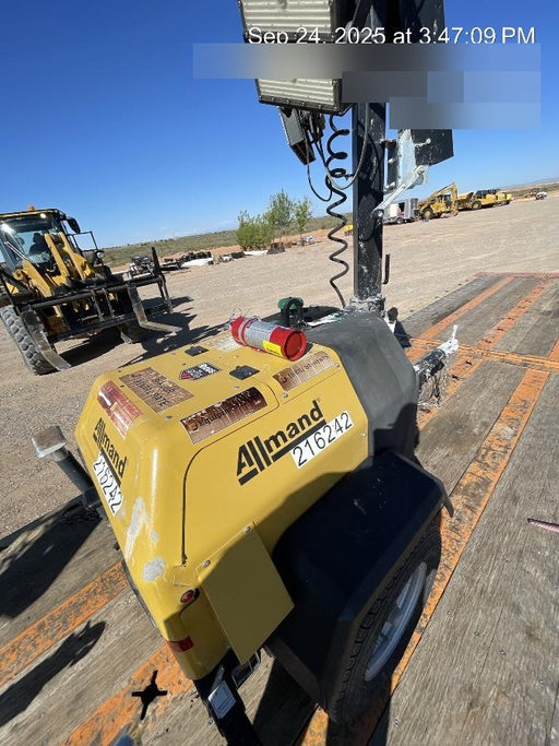 2022 Allmand NLV3GR (4) LED Light Fixture 350W, 23' Vertical Mast, 3kW Prime, Towable, Deep Sea L401, Leveling Jacks, Yanmar T4F 5.8hp