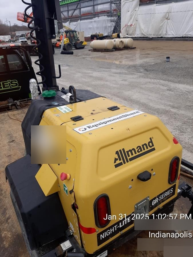 2022 Allmand NLV3GR (4) LED Light Fixture 350W, 23' Vertical Mast, 3kW Prime, Towable, Deep Sea L401, Leveling Jacks, Yanmar T4F 5.8hp