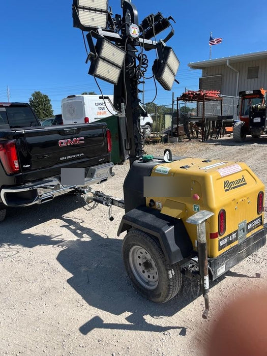 2022 Allmand NLV3GR (4) LED Light Fixture 350W, 23' Vertical Mast, 3kW Prime, Towable, Deep Sea L401, Leveling Jacks, Yanmar T4F 5.8hp