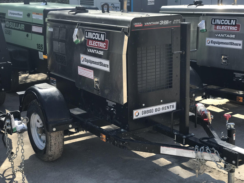 2019 Lincoln Electric Vantage 322 Welder Ready-Pak 3, Two wheel trailer, Fender and Light kit, Cable Rack