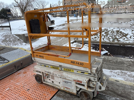 Custom Equipment HB-1430 Hy-Brid Scissor Lift
Platform capacity up to 670 lbs
Working height up to 20 ft
Weighs under 1,700 lbs
Non-marking wheels