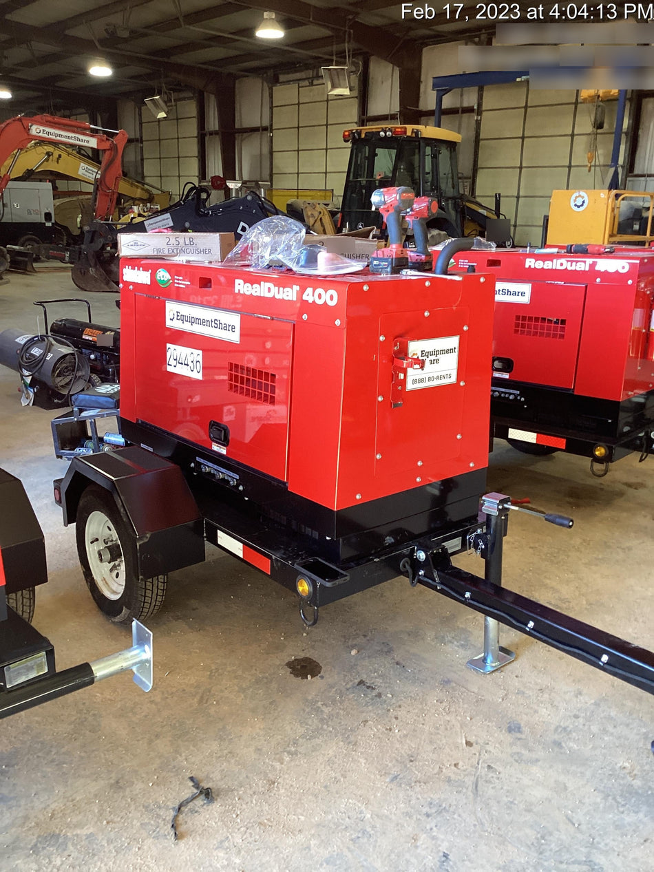 2023 Shindaiwa DGW400MDL Kubota D902 Engine, 23 HP, Dual Op Welder, Wire, Arc, Droop Stick, Tig, and CC Stick Functionality, Simulphase, 3 Phase and 1 Phase Gen Output, Single Axle NB Trlr, Slr Trckl Chrg 12V 12W, Fire Ext