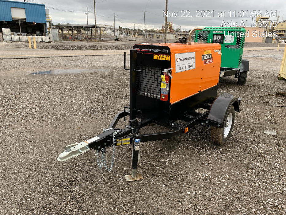 2021 Lincoln Electric Vantage 322 Vantage 322 Ready Pak 3 w/ Decals, ORANGE (includes trailer, cable rack, fender light kit) NO Telematics