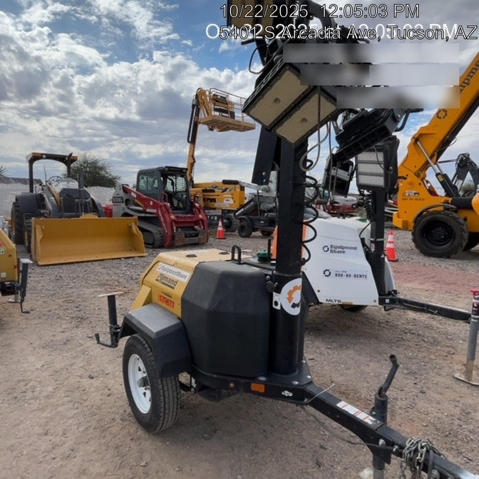 Allmand NLV3GR (4) LED Light Fixture 350W, 23' Vertical Mast, 3kW Prime, Towable, Deep Sea L401, Leveling Jacks, Yanmar T4F 5.8hp