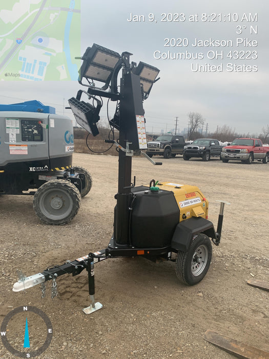 2022 Allmand NLV3GR (4) LED Light Fixture 350W, 23' Vertical Mast, 3kW Prime, Towable, ES Decals, T3