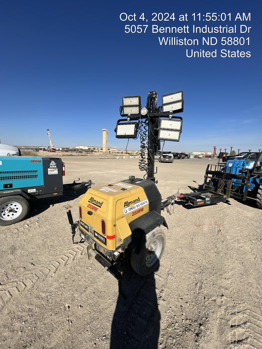 2022 Allmand NLV3GR (4) LED Light Fixture 350W, 23' Vertical Mast, 3kW Prime, Towable, Deep Sea L401, Leveling Jacks, Yanmar T4F 5.8hp