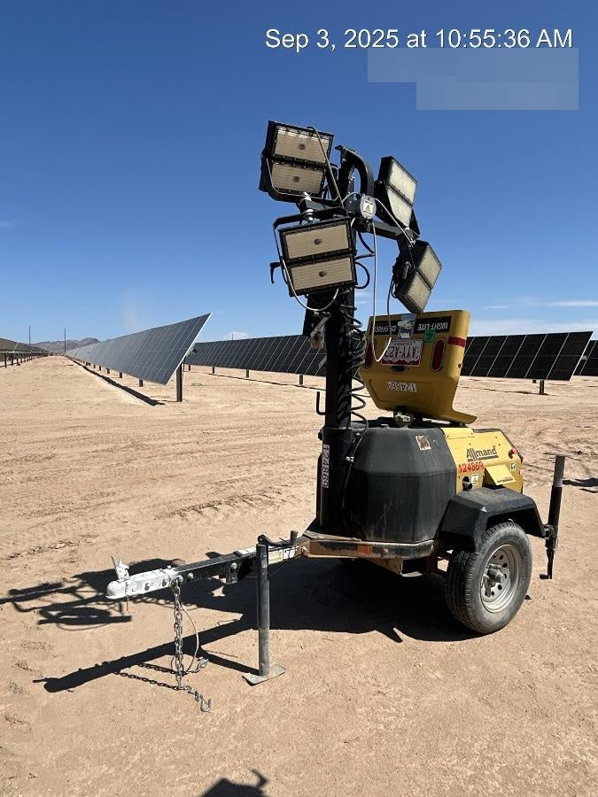 2020 Allmand NLV3GR (4) LED Light Fixture 350W, 23' Vertical Mast, 3kW Prime, Towable, Deep Sea L401, Leveling Jacks, Yanmar T4F 5.8hp