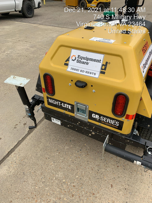 2021 Allmand NLV3GR (4) LED Light Fixture 350W, 23' Vertical Mast, 3kW Prime, Towable, Deep Sea L401, Leveling Jacks, Yanmar T4F 5.8hp