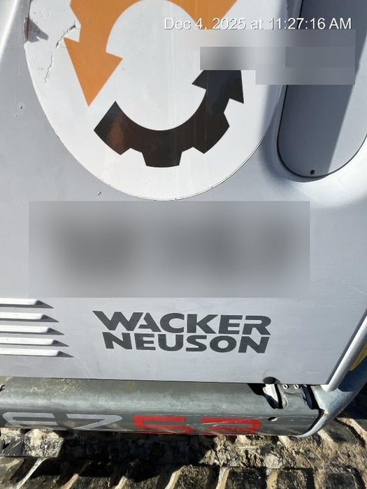2019 Wacker Neuson EZ53 Open ROPS, Long Dipperstick, T4, VDS Manual QC, Buckets: 12/18/24"