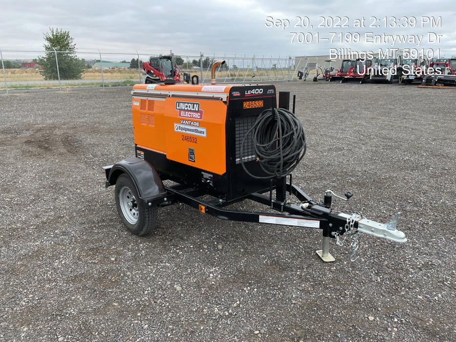 2022 Lincoln Electric LE400 Kubota V1505, Trlr, Cable Rack, Light Kit, ES Decals, T3