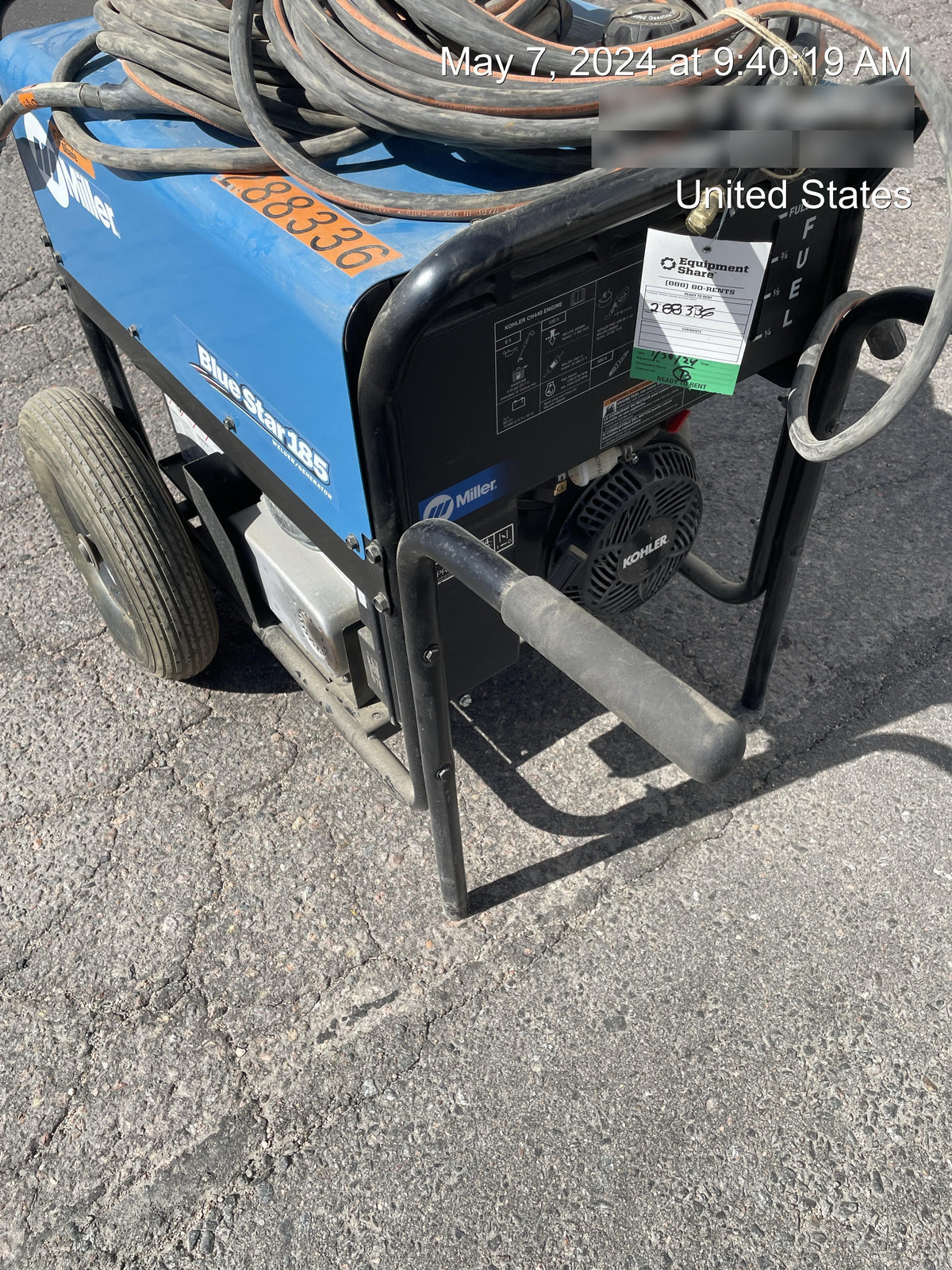 2023 Miller Electric Blue Star 185 Engine Driven Welder, Electric Start, 13 hp, Gas, 6,500 W Peak 907664