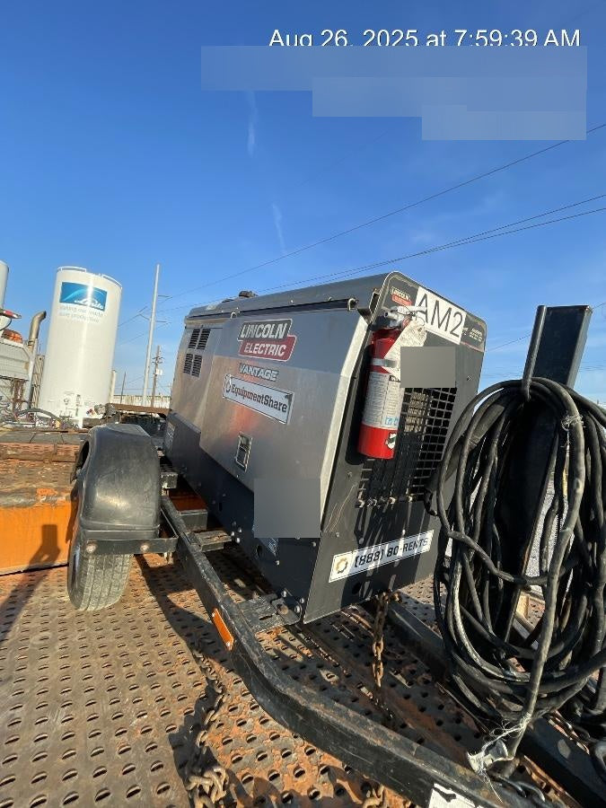 2019 Lincoln Electric Vantage 322 Welder Ready-Pak 3, Two wheel trailer, Fender and Light kit, Cable Rack