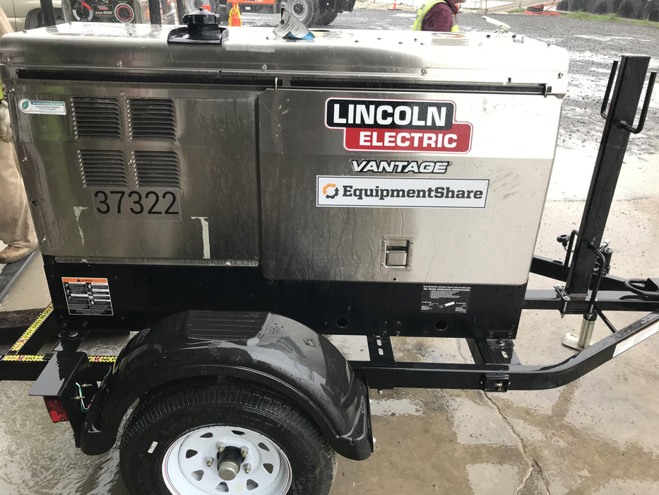 2019 Lincoln Electric Vantage 322 Ready-Pak 3, Two Wheel Trailer, Fender and Light Kit, Cable Rack