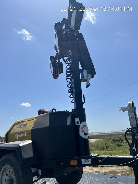 2022 Allmand NLV3GR (4) LED Light Fixture 350W, 23' Vertical Mast, 3kW Prime, Towable, Deep Sea L401, Leveling Jacks, Yanmar T4F 5.8hp