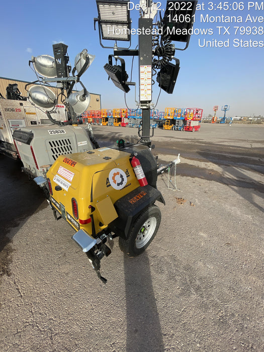 2022 Allmand NLV3GR (4) LED Light Fixture 350W, 23' Vertical Mast, 3kW Prime, Towable, ES Decals, T3