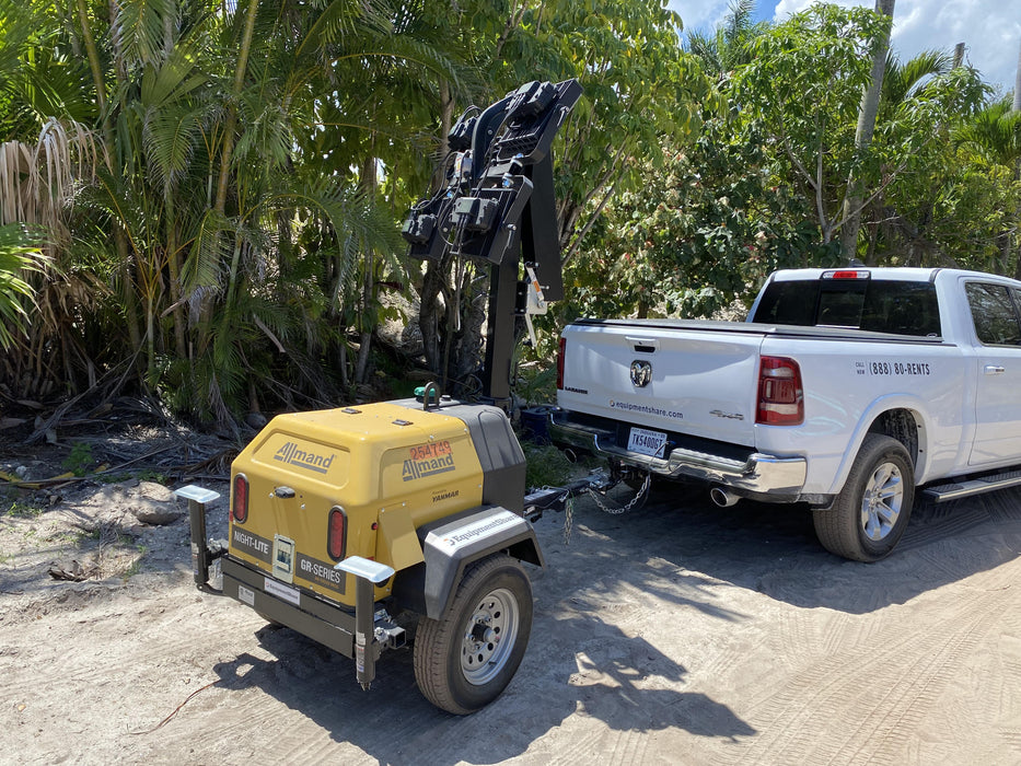 2022 Allmand NLV3GR (4) LED Light Fixture 350W, 23' Vertical Mast, 3kW Prime, Towable, ES Decals, T3