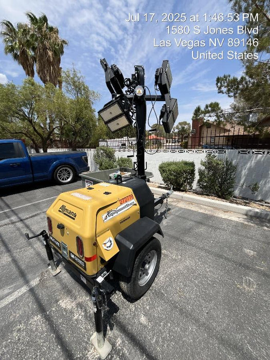 2022 Allmand NLV3GR (4) LED Light Fixture 350W, 23' Vertical Mast, 3kW Prime, Towable, ES Decals, T3