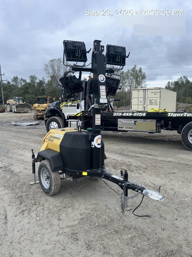 2022 Allmand NLV3GR (4) LED Light Fixture 350W, 23' Vertical Mast, 3kW Prime, Towable, Deep Sea L401, Leveling Jacks, Yanmar T4F 5.8hp