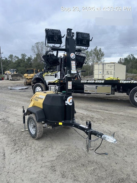2022 Allmand NLV3GR (4) LED Light Fixture 350W, 23' Vertical Mast, 3kW Prime, Towable, Deep Sea L401, Leveling Jacks, Yanmar T4F 5.8hp