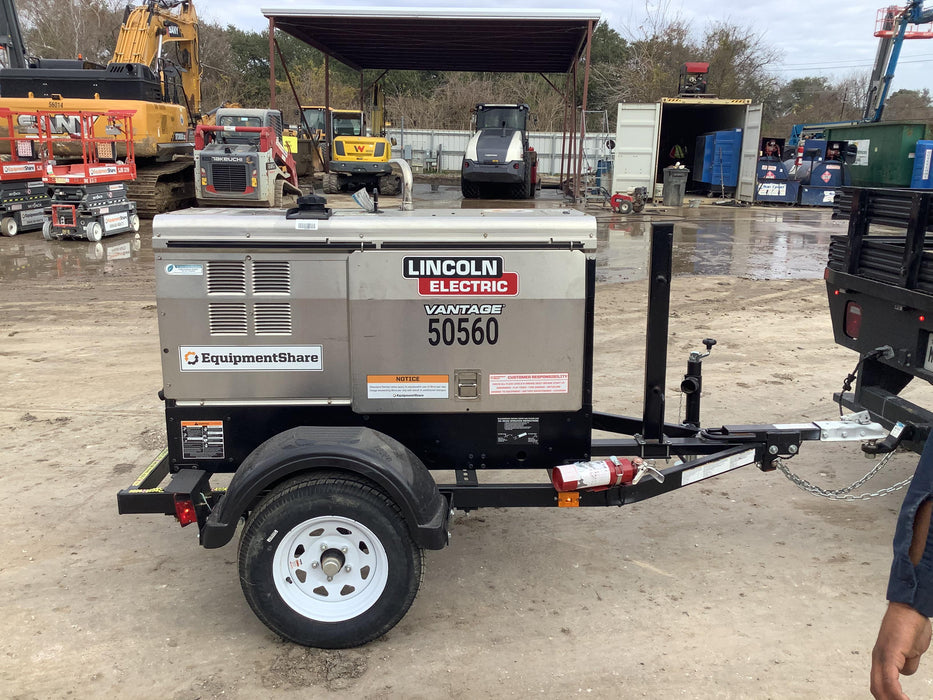 2019 Lincoln Electric Vantage 322 Welder Ready-Pak 3, Two wheel trailer, Fender and Light kit, Cable Rack