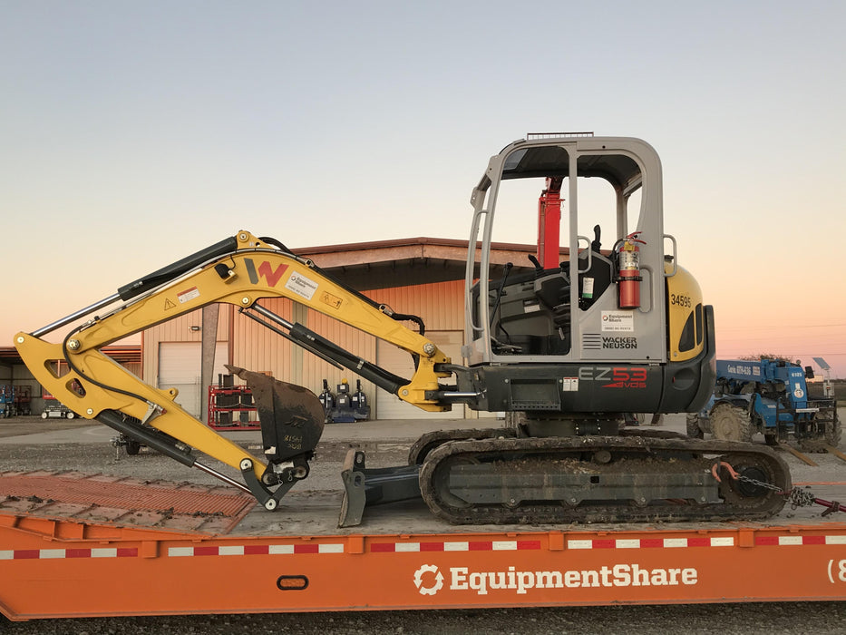 Wacker Neuson EZ53 Open ROPS, Rubber Tracks, Long Dipperstick, Bucket