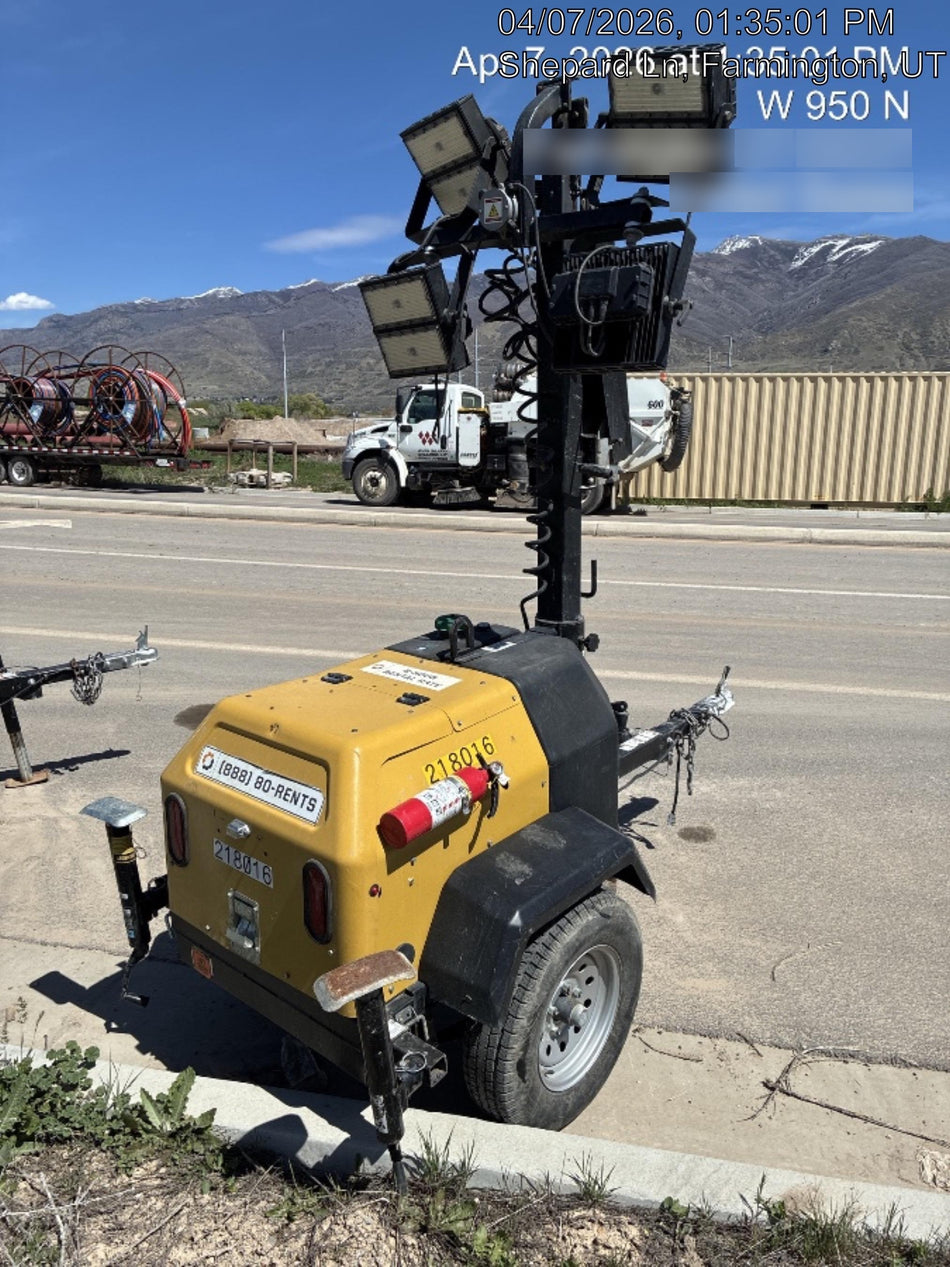 2022 Allmand NLV3GR (4) LED Light Fixture 350W, 23' Vertical Mast, 3kW Prime, Towable, Deep Sea L401, Leveling Jacks, Yanmar T4F 5.8hp