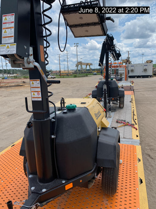 2022 Allmand NLV3GR (4) LED Light Fixture 350W, 23' Vertical Mast, 3kW Prime, Towable, Deep Sea L401, Leveling Jacks, Yanmar T4F 5.8hp