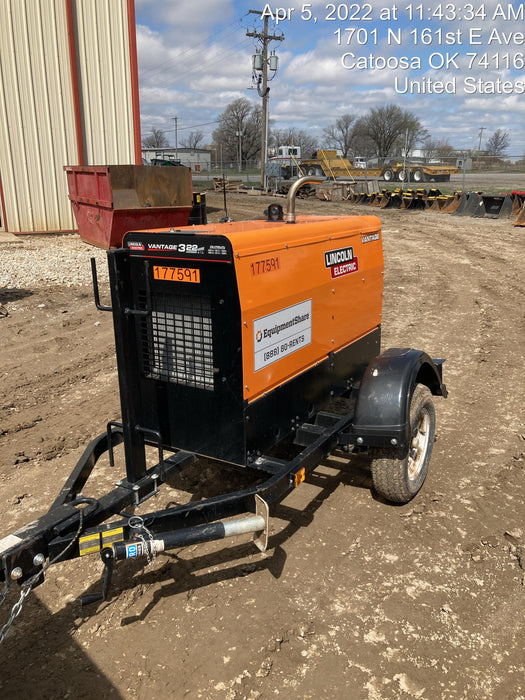 2021 Lincoln Electric Vantage 322 Vantage 322 Ready Pak 3 w/ Decals, ORANGE (includes trailer, cable rack, fender light kit) NO Telematics