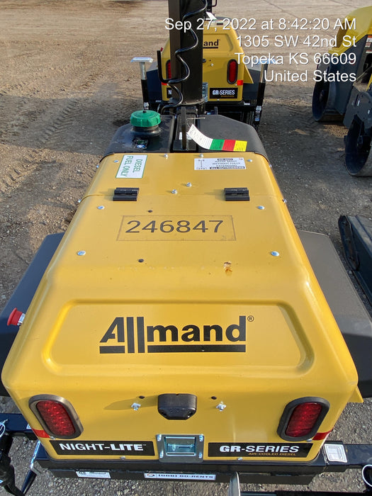 2022 Allmand NLV3GR (4) LED Light Fixture 350W, 23' Vertical Mast, 3kW Prime, Towable, ES Decals, T3