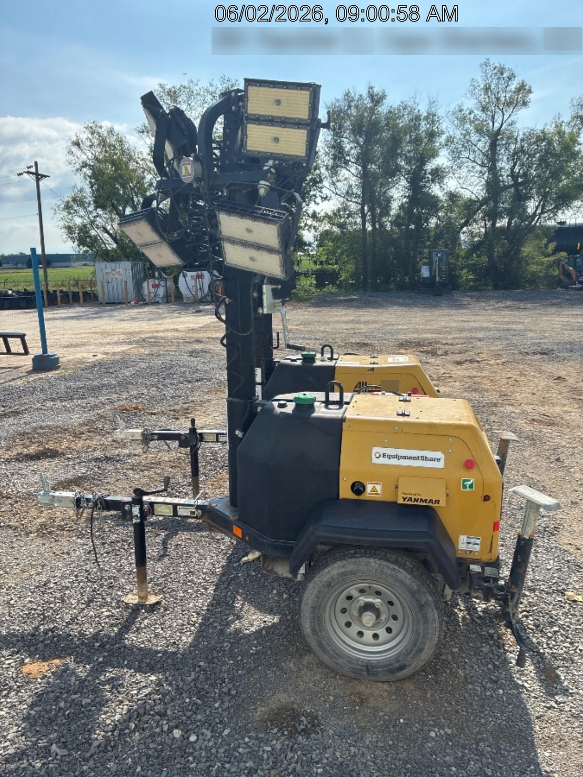 2022 Allmand NLV3GR (4) LED Light Fixture 350W, 23' Vertical Mast, 3kW Prime, Towable, ES Decals, T3