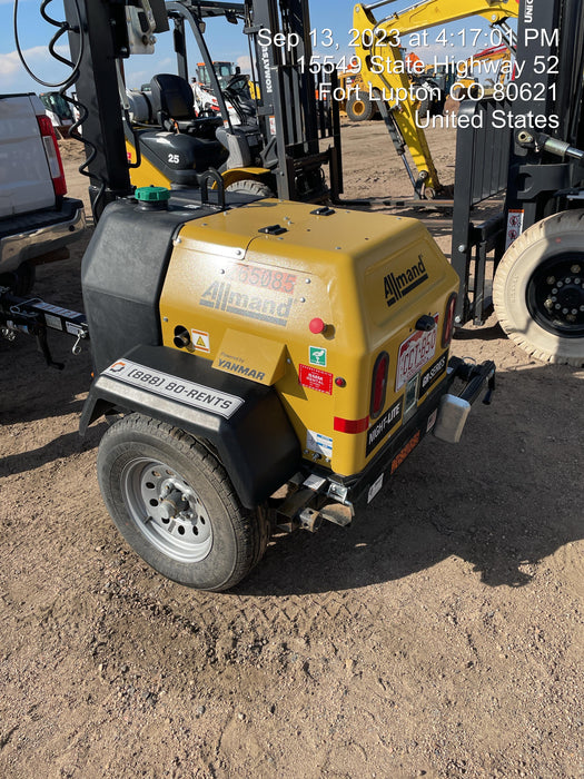 2022 Allmand NLV3GR (4) LED Light Fixture 350W, 23' Vertical Mast, 3kW Prime, Towable, ES Decals, T3