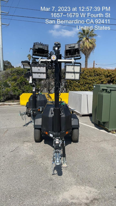 2022 Allmand NLV3GR (4) LED Light Fixture 350W, 23' Vertical Mast, 3kW Prime, Towable, ES Decals, T3