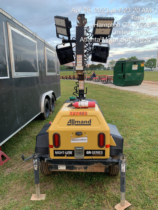 2021 Allmand NLV3GR (4) LED Light Fixture 350W, 23' Vertical Mast, 3kW Prime, Towable, Deep Sea L401, Leveling Jacks, Yanmar T4F 5.8hp